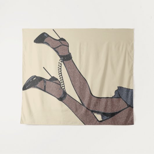 Perfekt gebunden - schlankes Mädchen in hohen Absä Wandteppich (Vorderseite (Horizontal))