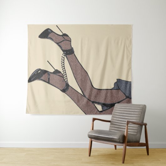 Perfekt gebunden - schlankes Mädchen in hohen Absä Wandteppich (Beispiel (Horizontal))