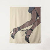 Perfekt gebunden - schlankes Mädchen in hohen Absä Wandteppich (Vorderseite)