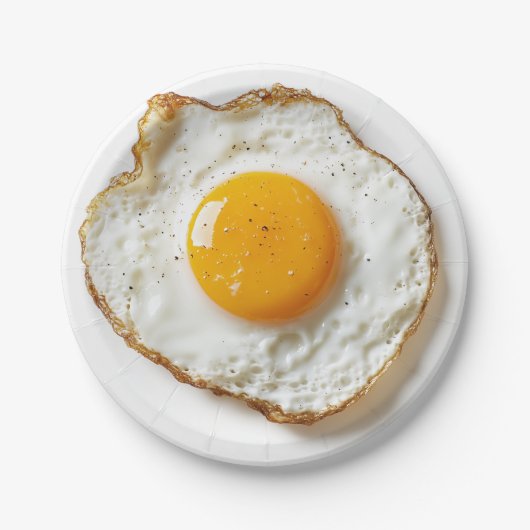 Perfekt gefriertes Ei mit knusprigen Kanten und Go Pappteller (Vorderseite)