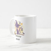 Perfekt gekickt - Schwarze Hexenkatze Kaffeetasse (Vorderseite Links)