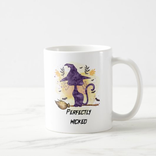 Perfekt gekickt - Schwarze Hexenkatze Kaffeetasse (Rechts)