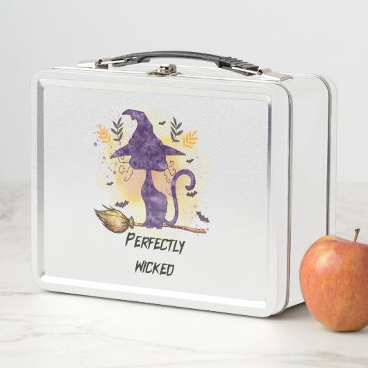 Perfekt gekickt - Schwarze Hexenkatze Metall Brotdose (Beispiel)