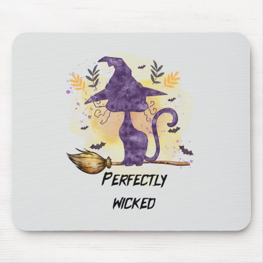 Perfekt gekickt - Schwarze Hexenkatze Mousepad (Vorne)