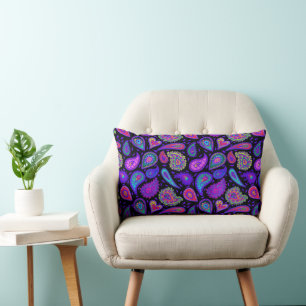 Perfekt Hübsch Lila Paisley auf Black Lendenkissen