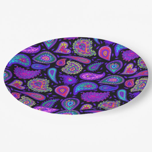 Perfekt Hübsches Lila Paisley Pappteller (Schrägansicht)