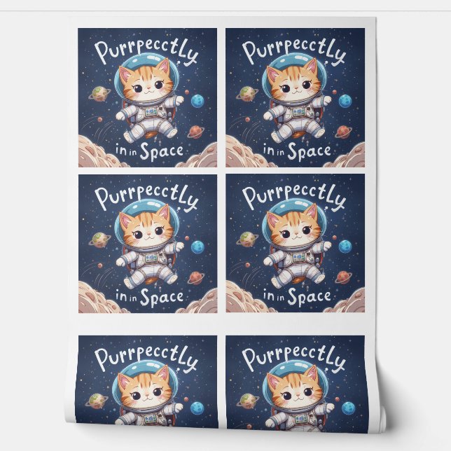 Perfekt im Weltraum Kawaii Astronaut Katze Galaxy Tapete (Abrollen)