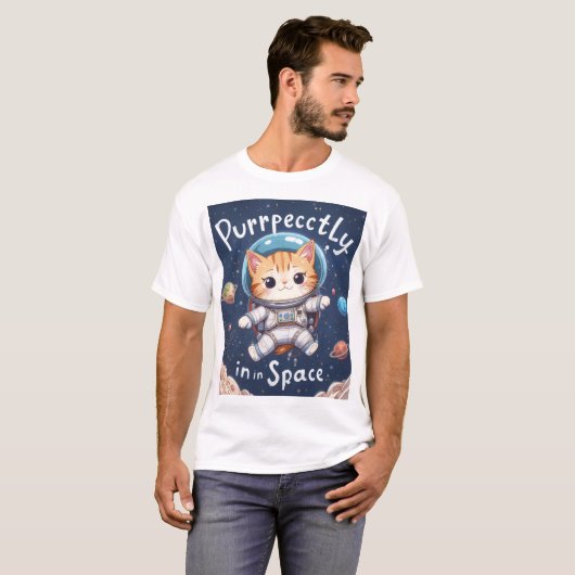 Perfekt im Weltraumkatze-T - Shirt Kawaii Astronau (Vorne ganz)