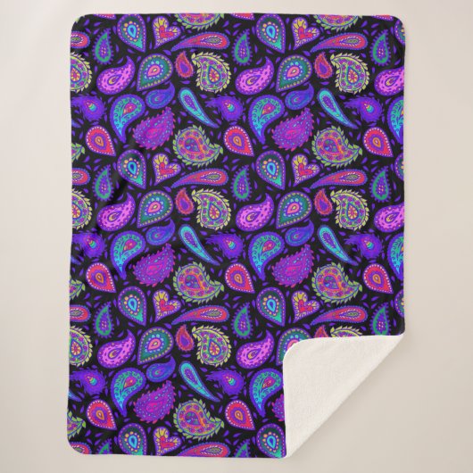 Perfekt Lila Paisley Hübsch Sherpadecke (Vorderseite)