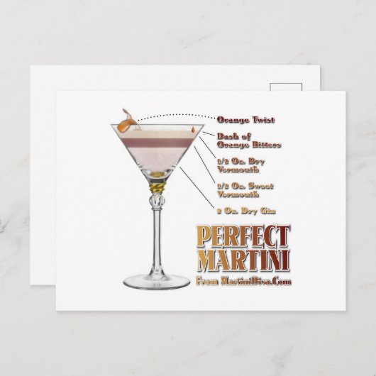 Perfekt Martini Cocktail Rezept: Postkarte (Vorne/Hinten)