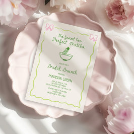 Perfekt Matcha Hand Drawn Bridal Brunch Einladung