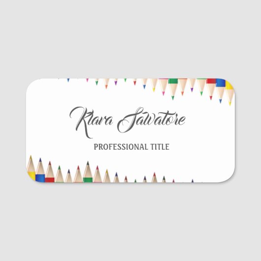 Perfekt Moderner schöner farbenfroher Stift Namensschild (Vorderseite)