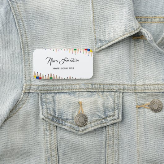 Perfekt Moderner schöner farbenfroher Stift Namensschild (Beispiel)