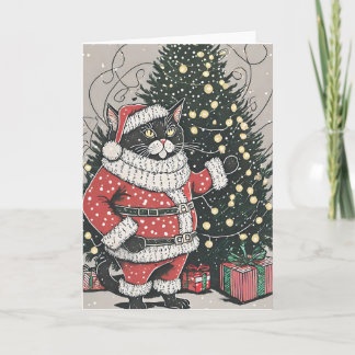 Perfekt mürrische Weihnachtskatze Grußkarte Karte