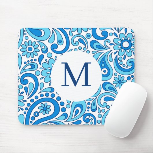 Perfekt Paisley Blue Monogram Mousepad (Mit Mouse)