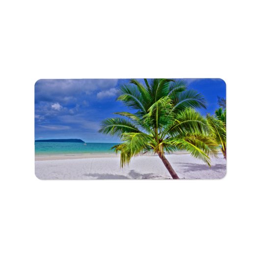 Perfekt Palm Tree Tropical Island Beach Adressaufkleber (Vorne)