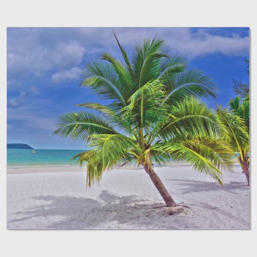 Perfekt Palm Tree Tropical Island Beach Geschenkpapier (Flach)