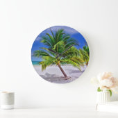 Perfekt Palm Tree Tropical Island Beach Große Wanduhr (Zuhause)