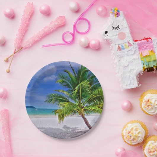 Perfekt Palm Tree Tropical Island Beach Pappteller (Party)