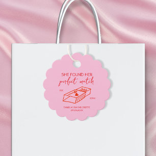 Perfekt passend Handgezeichnet Rosa und Rot Bachel Geschenkanhänger