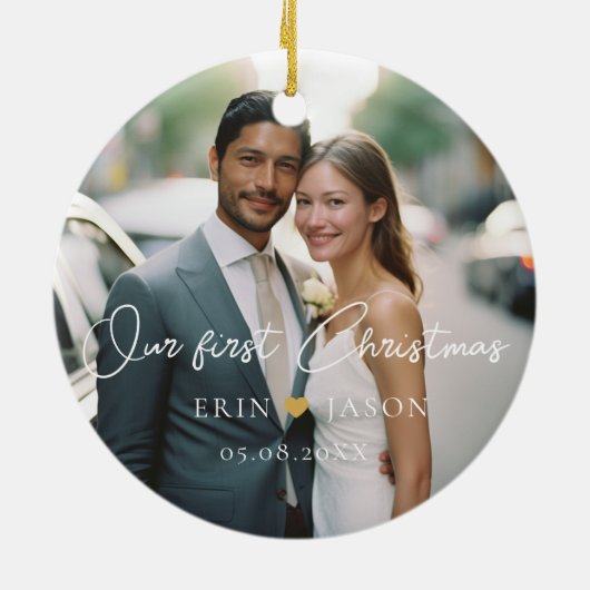 Perfekt passt! Elegant, simpel, Foto Keramik Ornament (Hinten)