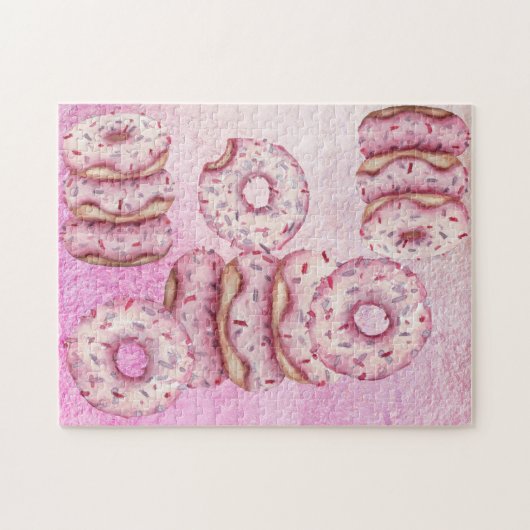 Perfekt rosa Party Iced Sprinkle Donuts HARD Puzzle (Horizontal)