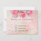 Perfekt rosa Roses Wedding RSVP und Menü Karte (Vorderseite)