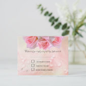 Perfekt rosa Roses Wedding RSVP und Menü Karte (Stehend Vorderseite)