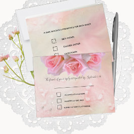 Perfekt rosa Roses Wedding RSVP und Menü Karte