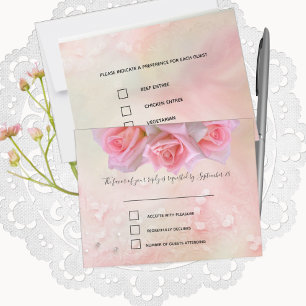 Perfekt rosa Roses Wedding RSVP und Menü Karte