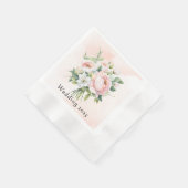 Perfekt rosa Wasserfarbenpeony Floral Wedding Serviette (Ecke)
