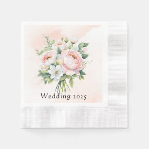 Perfekt rosa Wasserfarbenpeony Floral Wedding Serviette