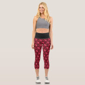 PERFEKT ROTE ROSEN CAPRI LEGGINGS (Vorderseite)