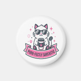 Perfekt sarkastischer weißer Katzenaufkleber Magnet
