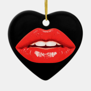 Perfekt schöne Lippen an einem Valentinstagsbaum  Keramik Ornament