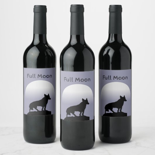 Perfekt Trendy Black Wolf Vollmond Weinetikett (Flaschen)