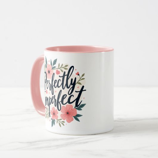 Perfekt unperfektes Blumenzitat Tasse (Vorderseite Links)