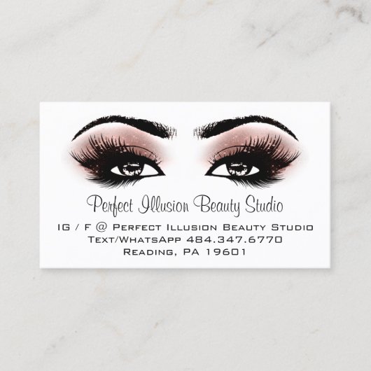 Perfekte Beauty Studio Services Lashes Rose Visitenkarte (Vorderseite)