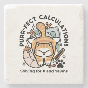Perfekte Berechnungen – Lustiges Mathe-Katze-Desig Steinuntersetzer