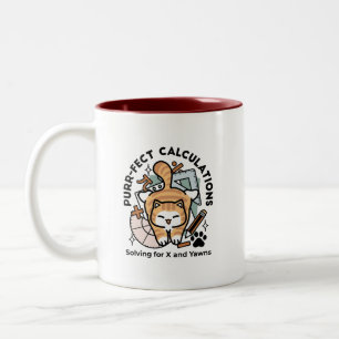Perfekte Berechnungen – Lustiges Mathe-Katze-Desig Zweifarbige Tasse