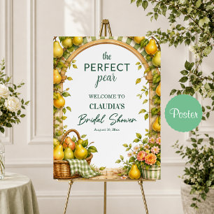 Perfekte Birne Grün Gingham Brautparty Willkommen Poster