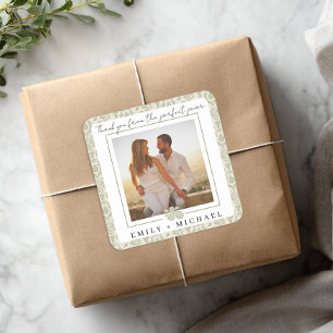 Perfekte Birnen-Foto-Dankeschön-Aufkleber   Hochze Quadratischer Aufkleber