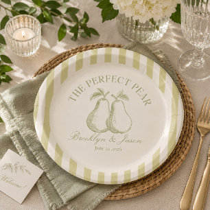 Perfekte Birnen-Hochzeitsdusche-Papierplatten Pappteller