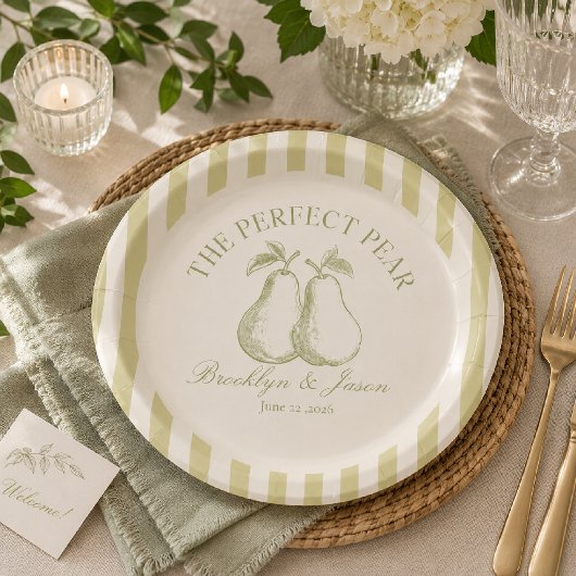Perfekte Birnen-Hochzeitsdusche-Papierplatten Pappteller