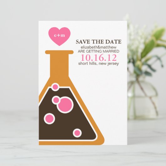 Perfekte Chemie-Hochzeit rettet das Datum Einladung (Stehend Vorderseite)