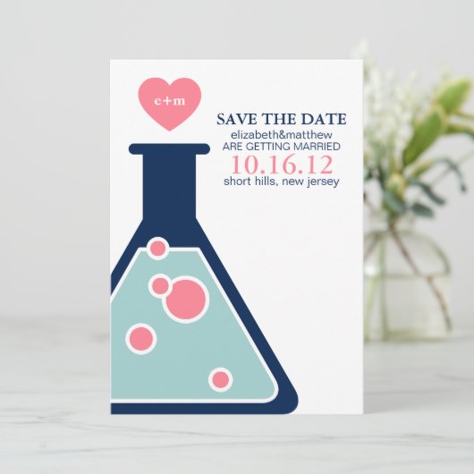 Perfekte Chemie-Hochzeit rettet das Datum Save The Date (Stehend Vorderseite)