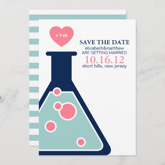 Perfekte Chemie-Hochzeit rettet das Datum Save The Date (Vorne/Hinten)