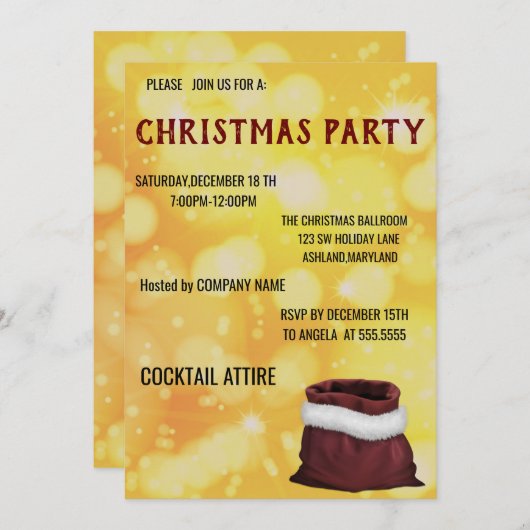 Perfekte, Coole, goldene Weihnachtsfeier Einladung (Vorne/Hinten)