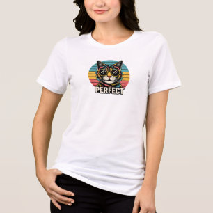 Perfekte Coole Katze – Retro Vintage Sonnenbrille Tri-Blend Shirt