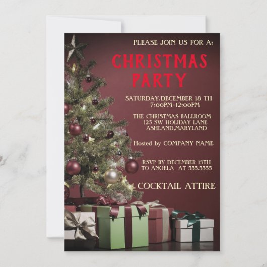 Perfekte, Coole, rote Weihnachtsbaum-Einladung Einladung (Vorderseite)